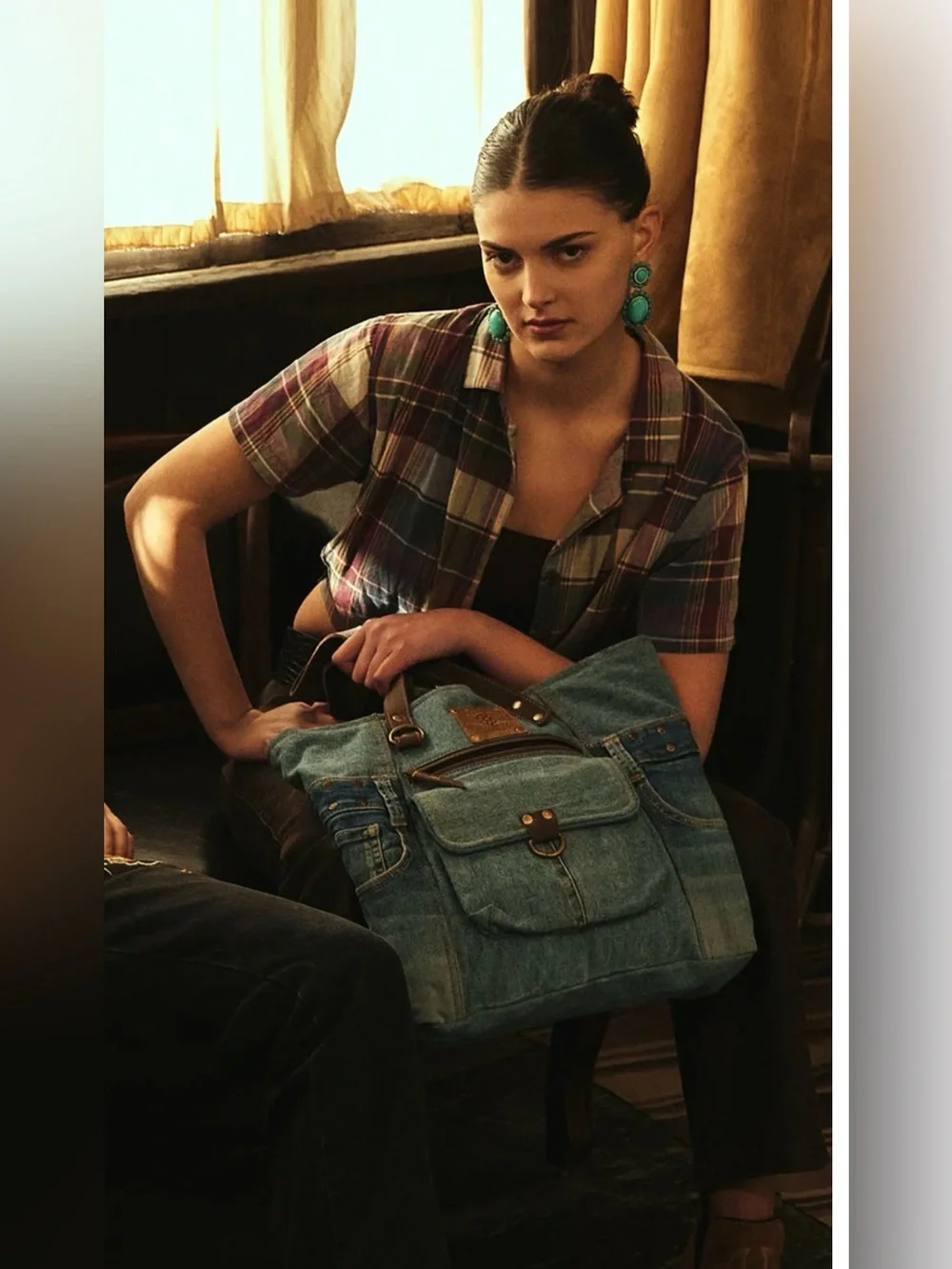 NWT Myra Bag Ashley Adventure Upcycled Blue Denim Shoulder Tote Bag MSRP $65